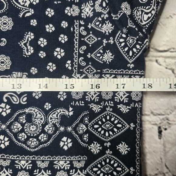 Lands End Serious Sweats Cotton Blend Blue Picnic Print Long Sleeve Sweatshirt - Picture 8 of 10